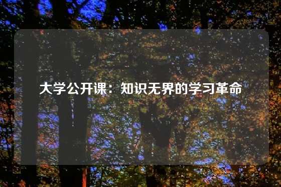 大学公开课：知识无界的学习革命