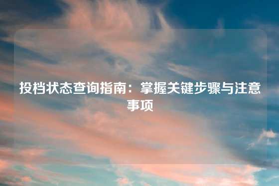 投档状态查询指南：掌握关键步骤与注意事项