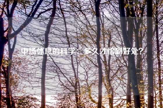 中场休息的科学:多久才恰到好处?