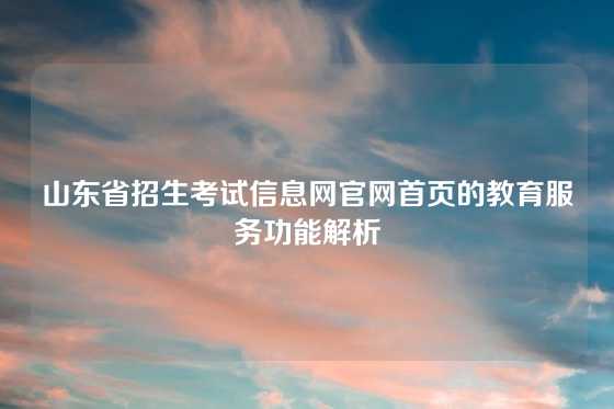 山东省招生考试信息网官网首页的教育服务功能解析
